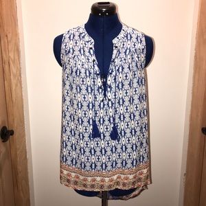 Printed Lace Up Tank